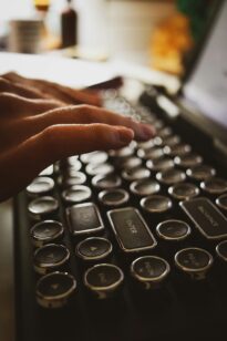 Hands on typewriter