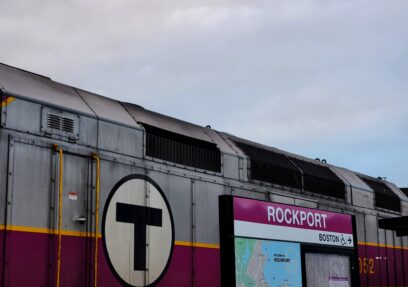 Image of the rockport line train in Boston, Massachusetts, before the author embarks on his journey.
