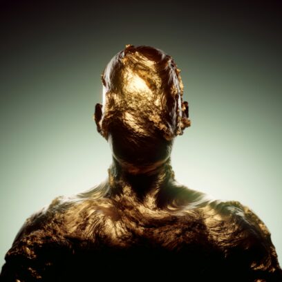 Dark-toned artwork titled ‘Greed’ featuring sharp contrasts of shadow and light, evoking appetite, accumulation, and moral tension.