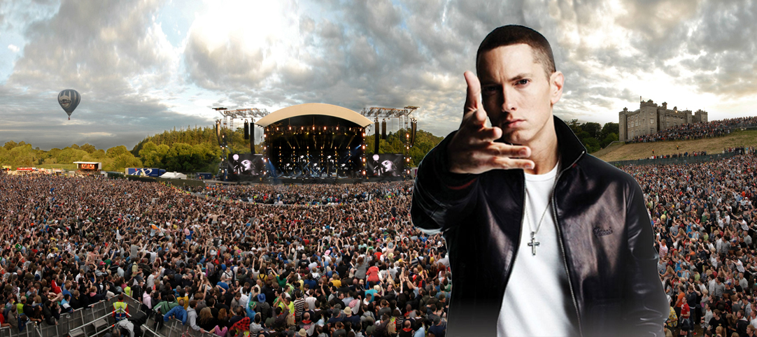 Eminem performed at Slane Castle, outside Dublin, on August 17.