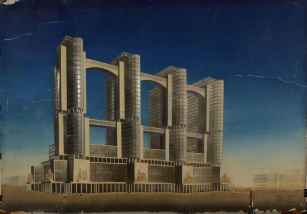The Vesnin brothers and Konstantin Melnikov's proposals for the Narkomtiazhprom (Commisariat of Heavy Industry), 1934-36. 